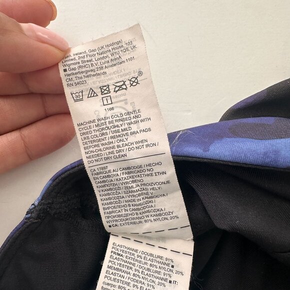 Athleta Blue Camo Conscious Crop Bikini Top Small Cups A-C - Picture 7 of 12